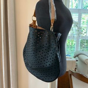 Black faux leather bag